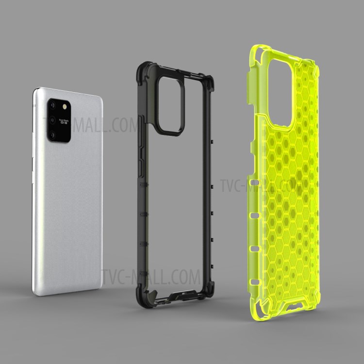 Schuko-Wabenmuster TPU + PC Hybrid Tasche Für Samsung Galaxy A91 / S10 Lite - Weiß-5