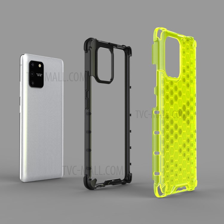 Honeycomb Pattern Shock-proof TPU + PC Hybrid Back Case for Samsung Galaxy A91/S10 Lite - White-5