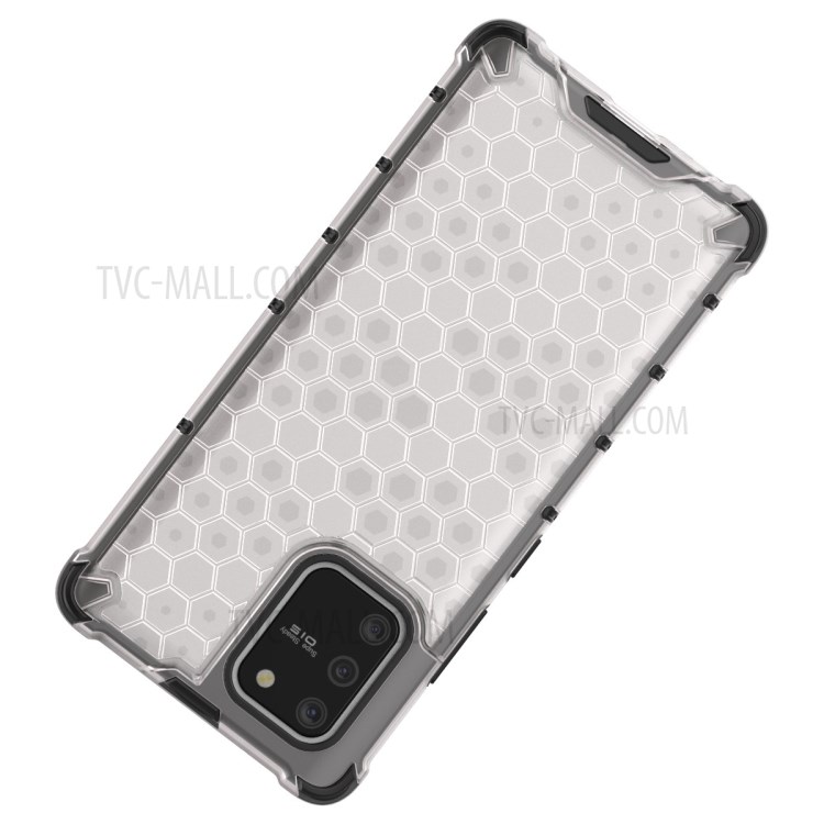 Schuko-Wabenmuster TPU + PC Hybrid Tasche Für Samsung Galaxy A91 / S10 Lite - Weiß-6