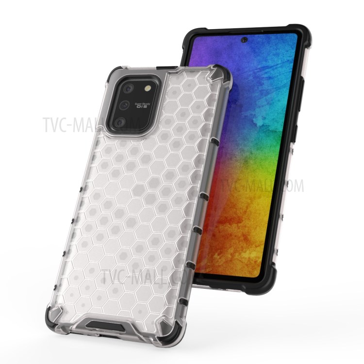 Schuko-Wabenmuster TPU + PC Hybrid Tasche Für Samsung Galaxy A91 / S10 Lite - Weiß-7