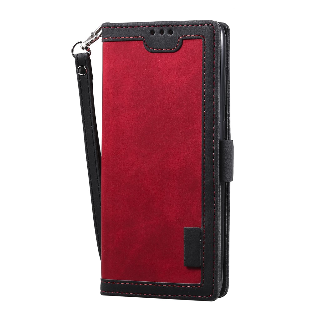 Retro Splicing Leather Stylish Casing for Samsung Galaxy A51 - Red-4