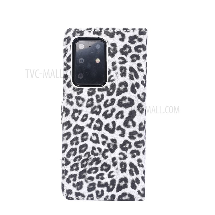 Leopardo Textura Estojo De Couro PU Com Suporte Carteira Para Samsung Galaxy S20 De Ultra - Branco-3