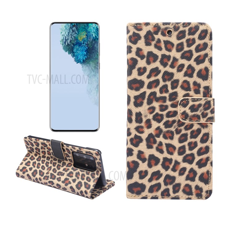 Leopard Textur PU Ledertasche Mit Portemonnaie Standplatz Für Samsung-Galaxie S20 Ultra - Braun-1
