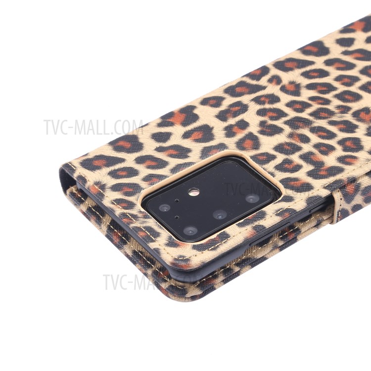 Leopard Textur PU Ledertasche Mit Portemonnaie Standplatz Für Samsung-Galaxie S20 Ultra - Braun-7