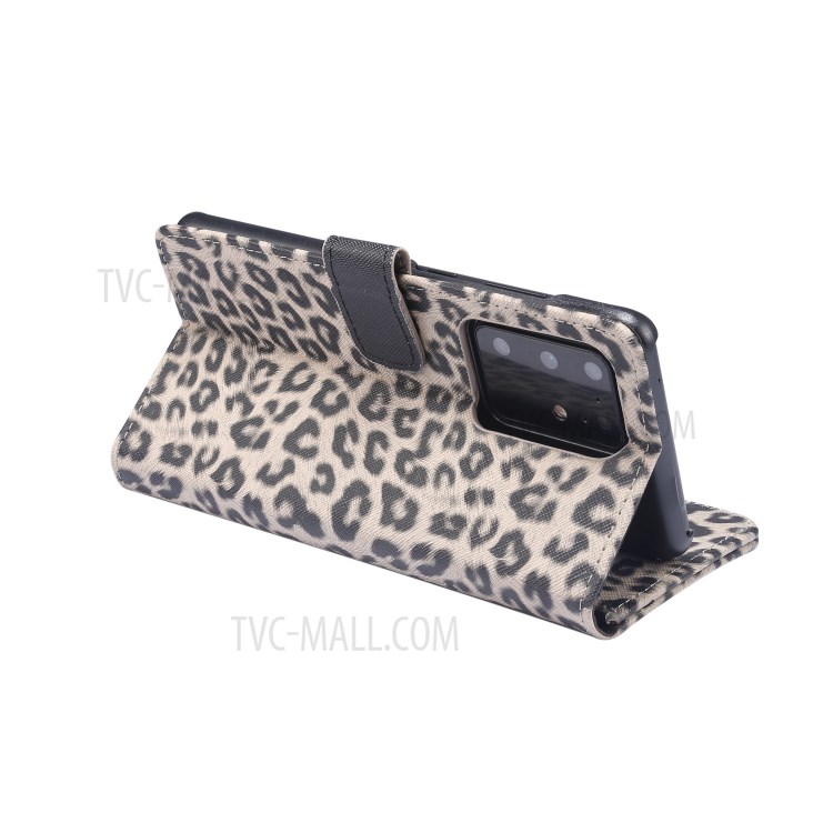 Leopardo Textura Estojo De Couro PU Com Suporte Carteira Para Samsung Galaxy S20 De Ultra - Amarelo-4