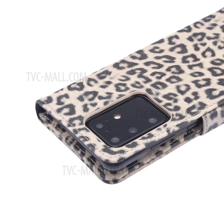Leopardo Textura Estojo De Couro PU Com Suporte Carteira Para Samsung Galaxy S20 De Ultra - Amarelo-7