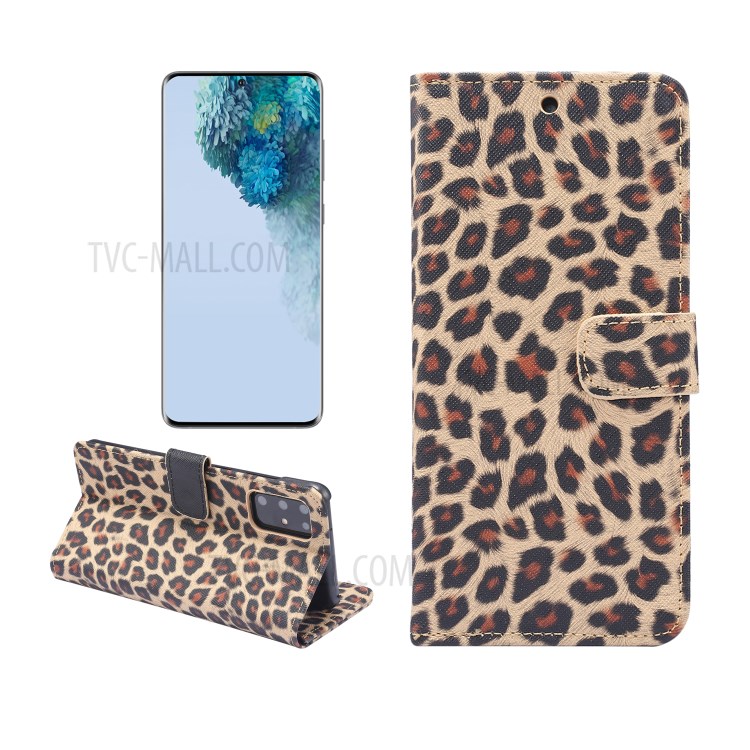 Leopard Pattern Wallet Stand Leather Phone Shell for Samsung Galaxy S20 Plus - Brown-1