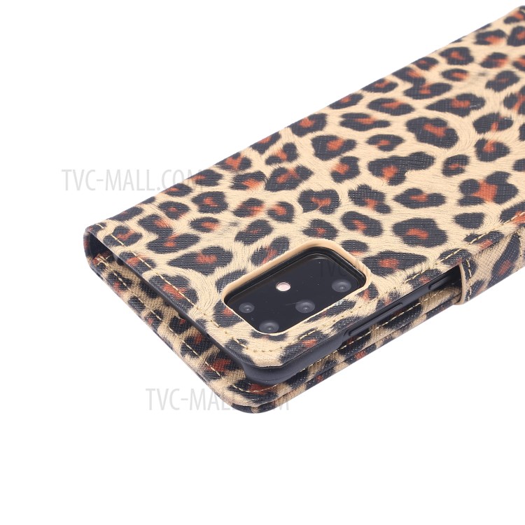 Leopard Pattern Wallet Stand Leather Phone Shell for Samsung Galaxy S20 Plus - Brown-6