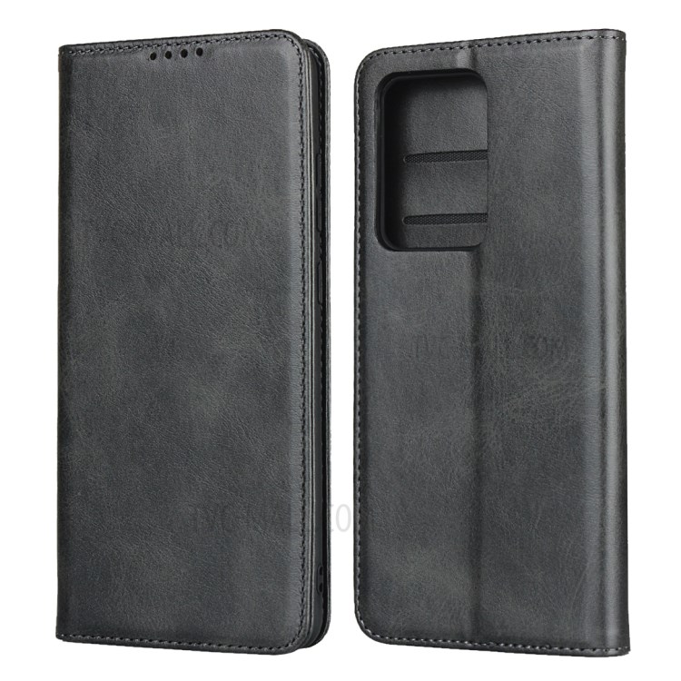 Auto-absorbed Leather Wallet Stand Phone Cover Casing for Samsung Galaxy S20 Ultra - Black-1