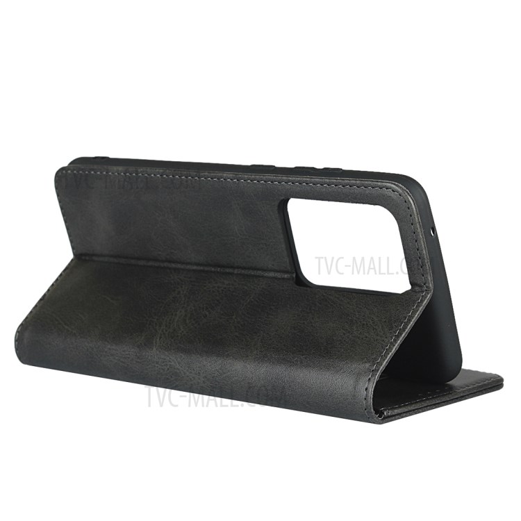 Auto-absorbed Leather Wallet Stand Phone Cover Casing for Samsung Galaxy S20 Ultra - Black-5