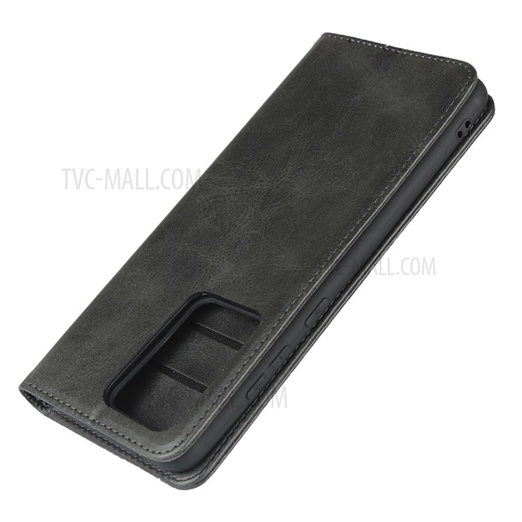 Auto-absorbed Leather Wallet Stand Phone Cover Casing for Samsung Galaxy S20 Ultra - Black-6