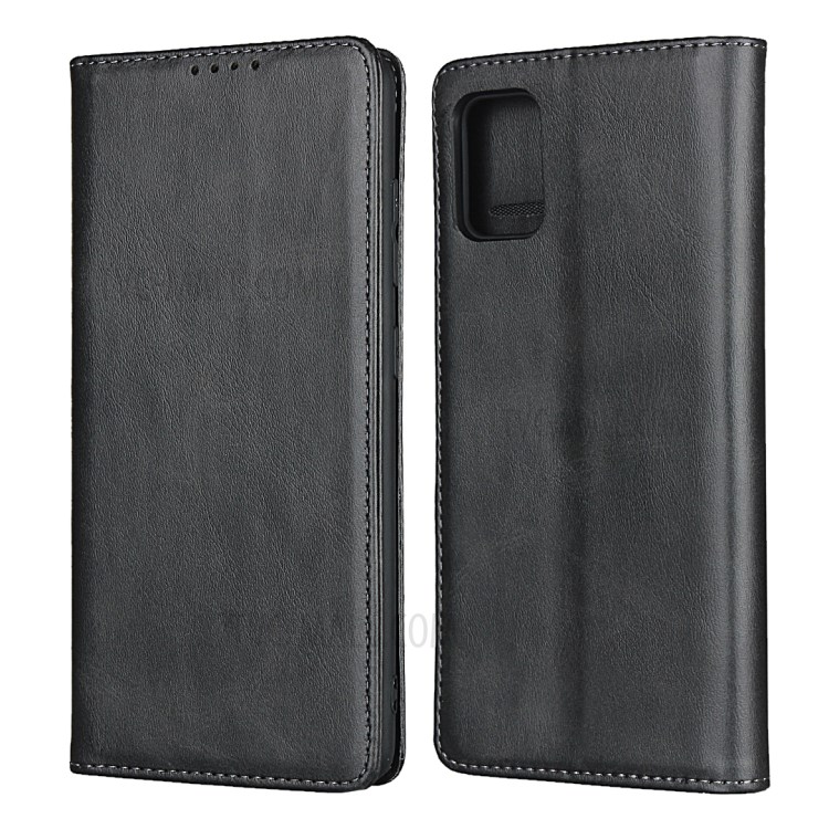 Magnetic with Stand Leather Wallet Shell for Samsung Galaxy A71 - Black-1
