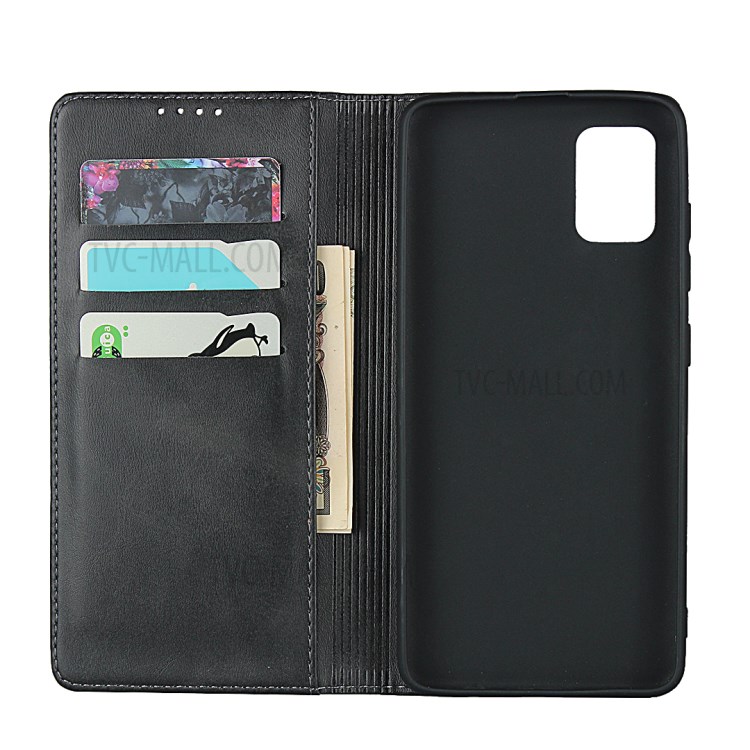 Magnetic with Stand Leather Wallet Shell for Samsung Galaxy A71 - Black-4
