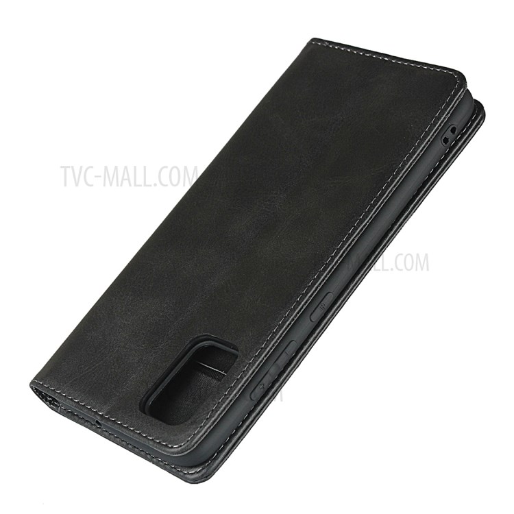 Magnetic with Stand Leather Wallet Shell for Samsung Galaxy A71 - Black-6
