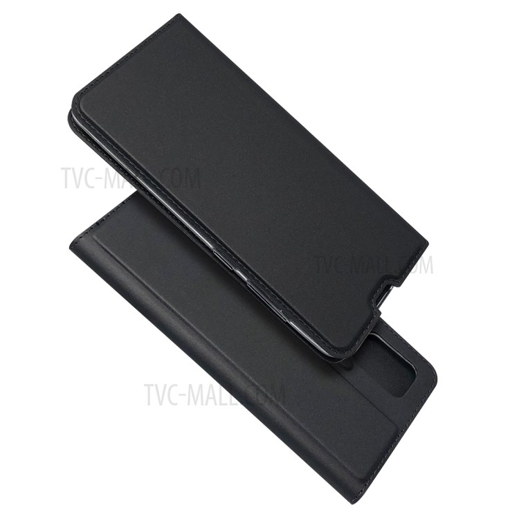 Auto-absorbed Magnetic Leather Card Holder Shell for Samsung Galaxy A51 - Black-2