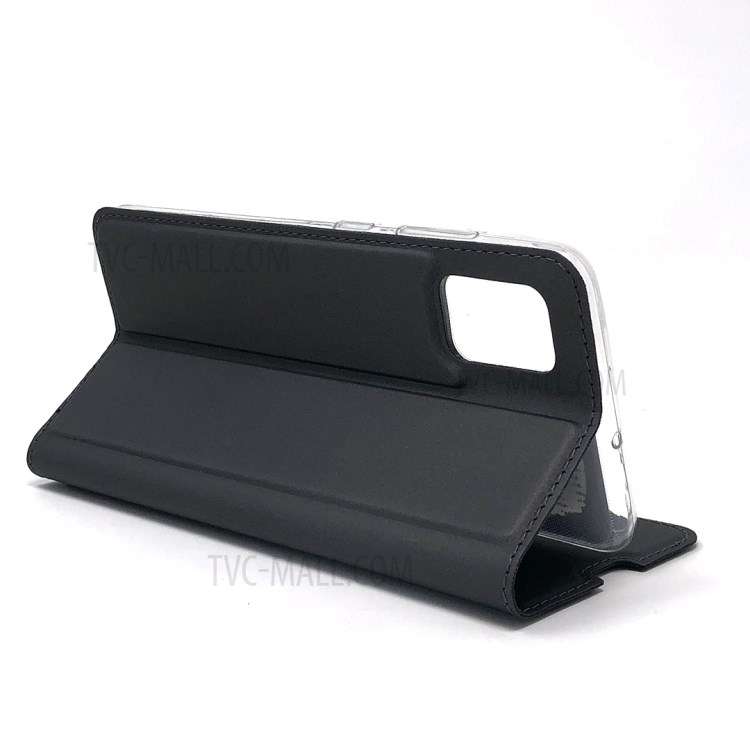 Auto-absorbed Magnetic Leather Card Holder Shell for Samsung Galaxy A51 - Black-6