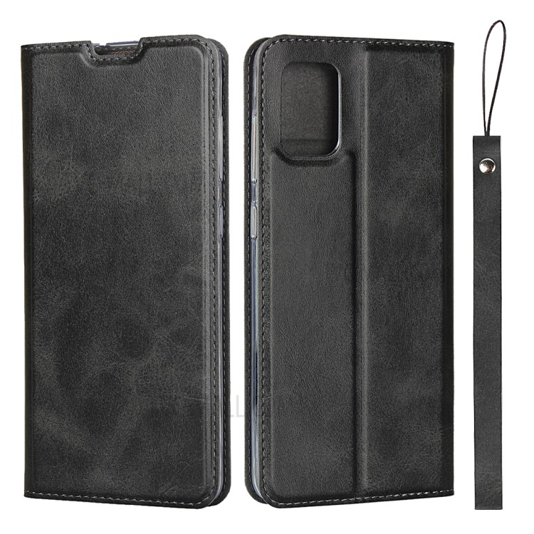 With Stand Leather Card Holder Case for Samsung Galaxy A51 - Black-1