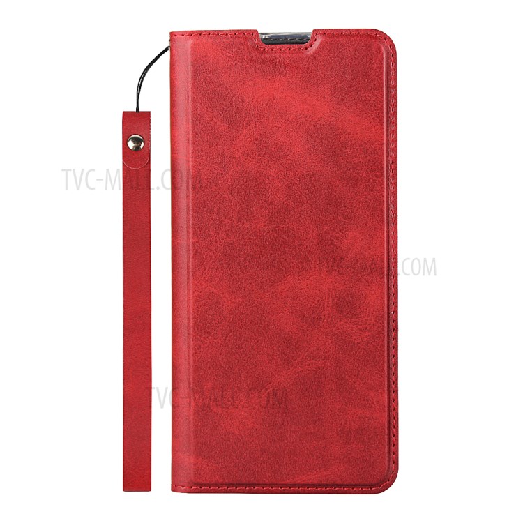 Com Couro Estande Caso Titular Do Cartão Para Samsung Galaxy A51 - Vermelho-2