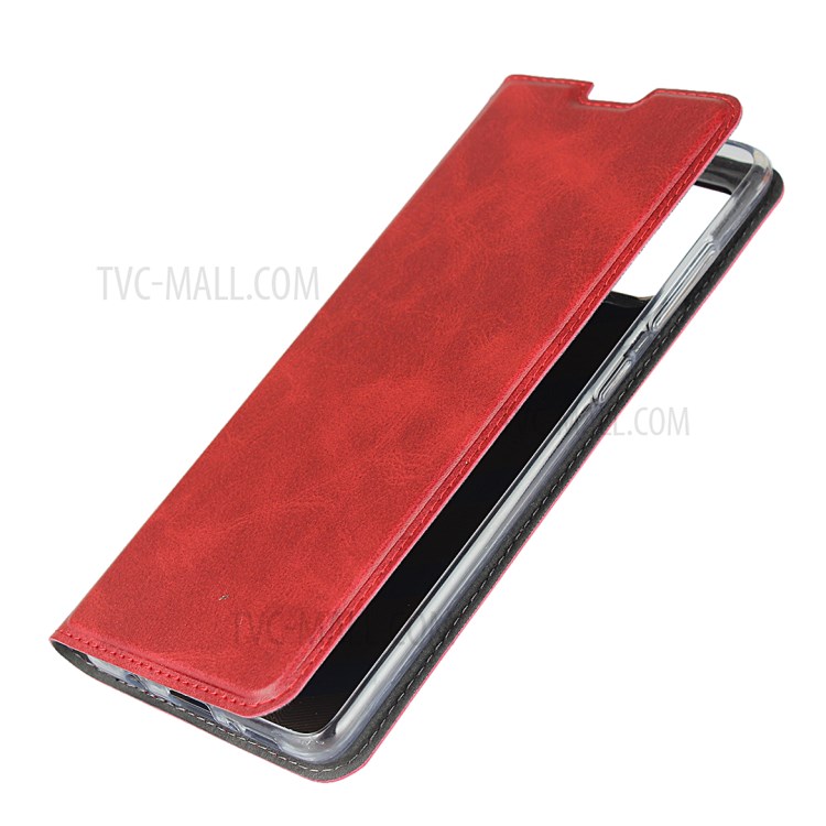 Com Couro Estande Caso Titular Do Cartão Para Samsung Galaxy A51 - Vermelho-7