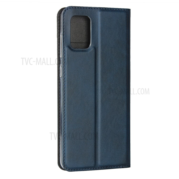 Com Couro Estande Caso Titular Do Cartão Para Samsung Galaxy A51 - Azul-4