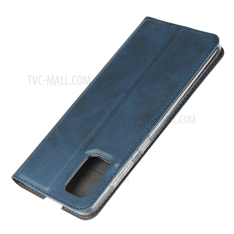 Com Couro Estande Caso Titular Do Cartão Para Samsung Galaxy A51 - Azul-6