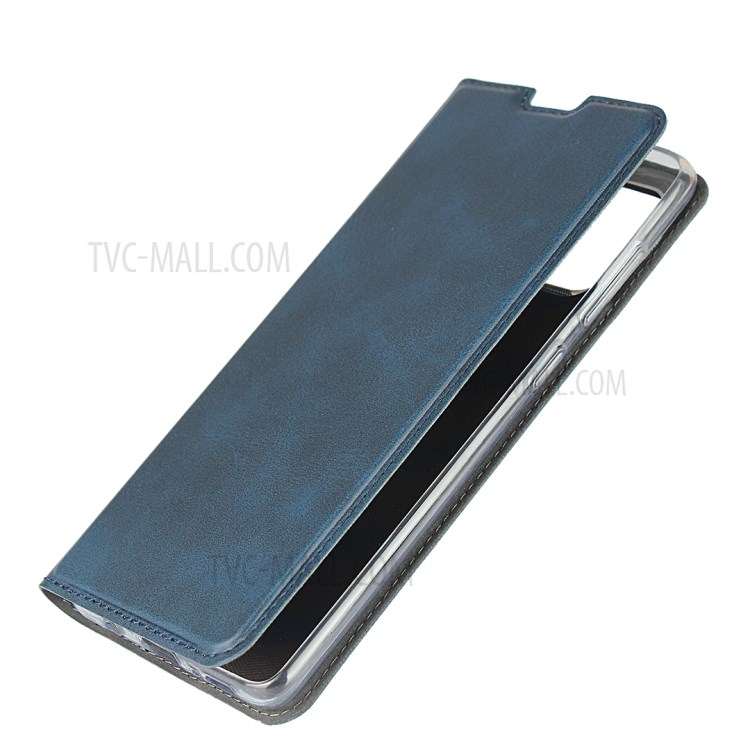 Com Couro Estande Caso Titular Do Cartão Para Samsung Galaxy A51 - Azul-7
