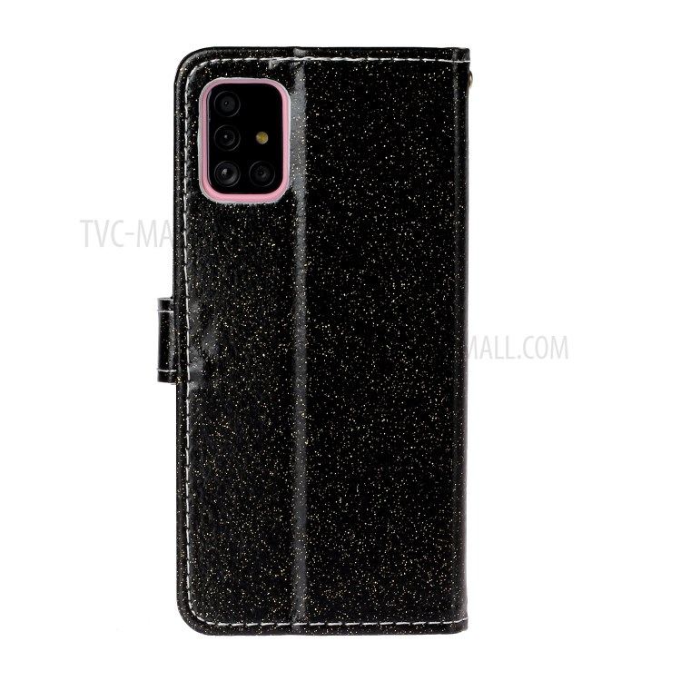 Flash De Couro Pó Caso Suporte Carteira Para Samsung Galaxy A51 - Preto-3
