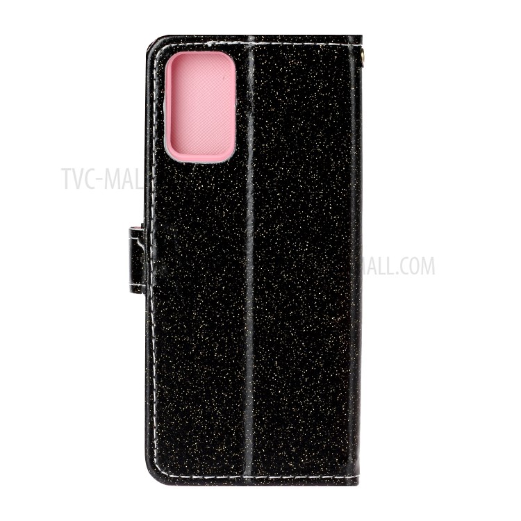Flash Powder Leather Wallet Stand Case for Samsung Galaxy S20 - Black-3