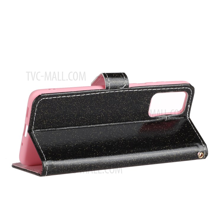Flash Powder Leather Wallet Stand Case for Samsung Galaxy S20 - Black-5