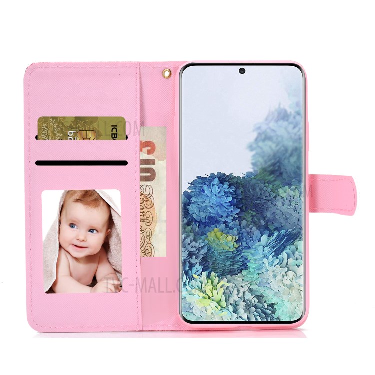 Flash Powder Wallet Stand PU Leather Flip Cover for Samsung Galaxy S20 Ultra - Black-7