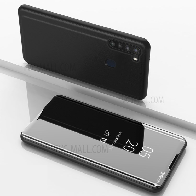 View Window with Vertical Mirror Leather Case for Samsung Galaxy A21 - Black
