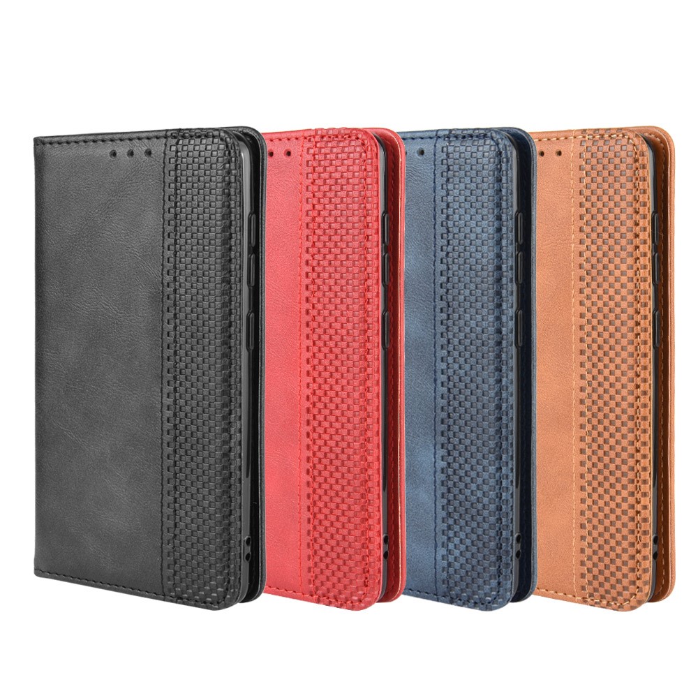 Vintage-Stil Lederbrieftasche Ständer Telefonoberteil Für Samsung-Galaxie A41 - Schwarz-13