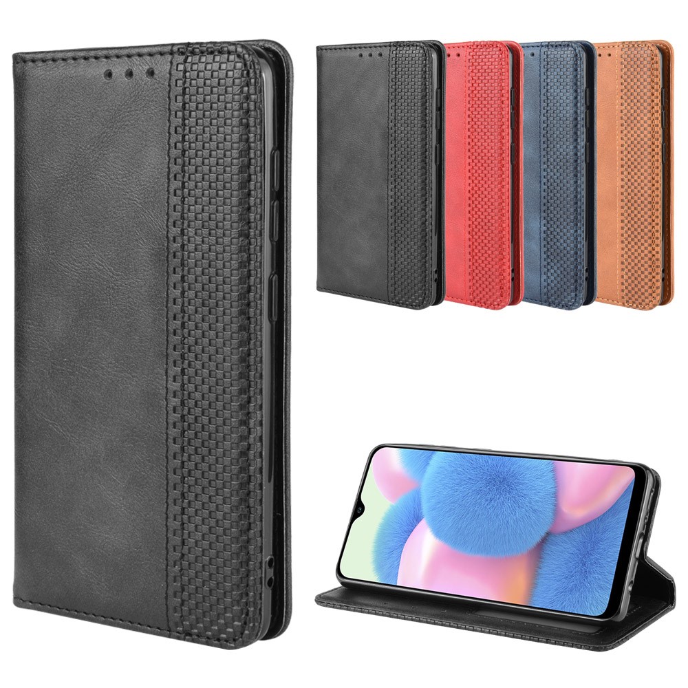 Vintage-Stil Lederbrieftasche Ständer Telefonoberteil Für Samsung-Galaxie A41 - Schwarz-14