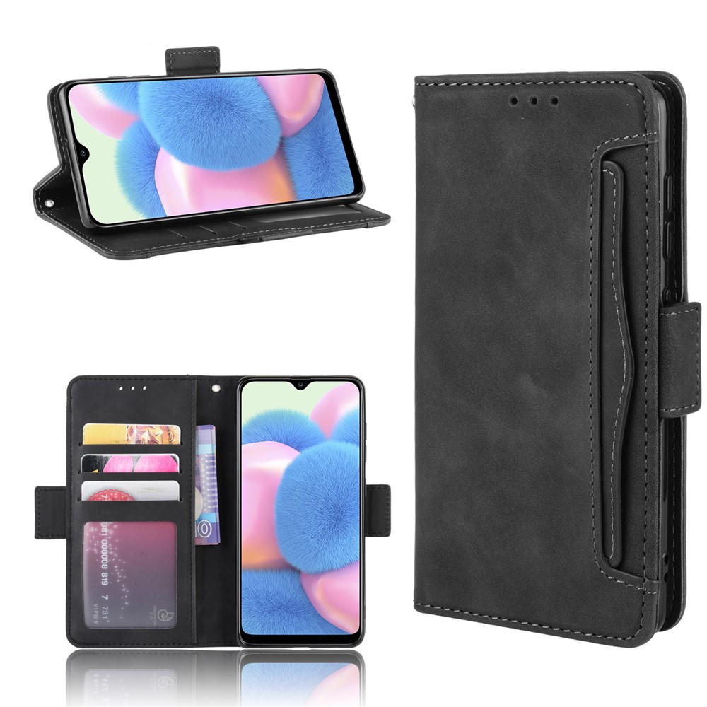 Wallet Stand Flip Leather Phone Cover for Samsung Galaxy A41 - Black-1