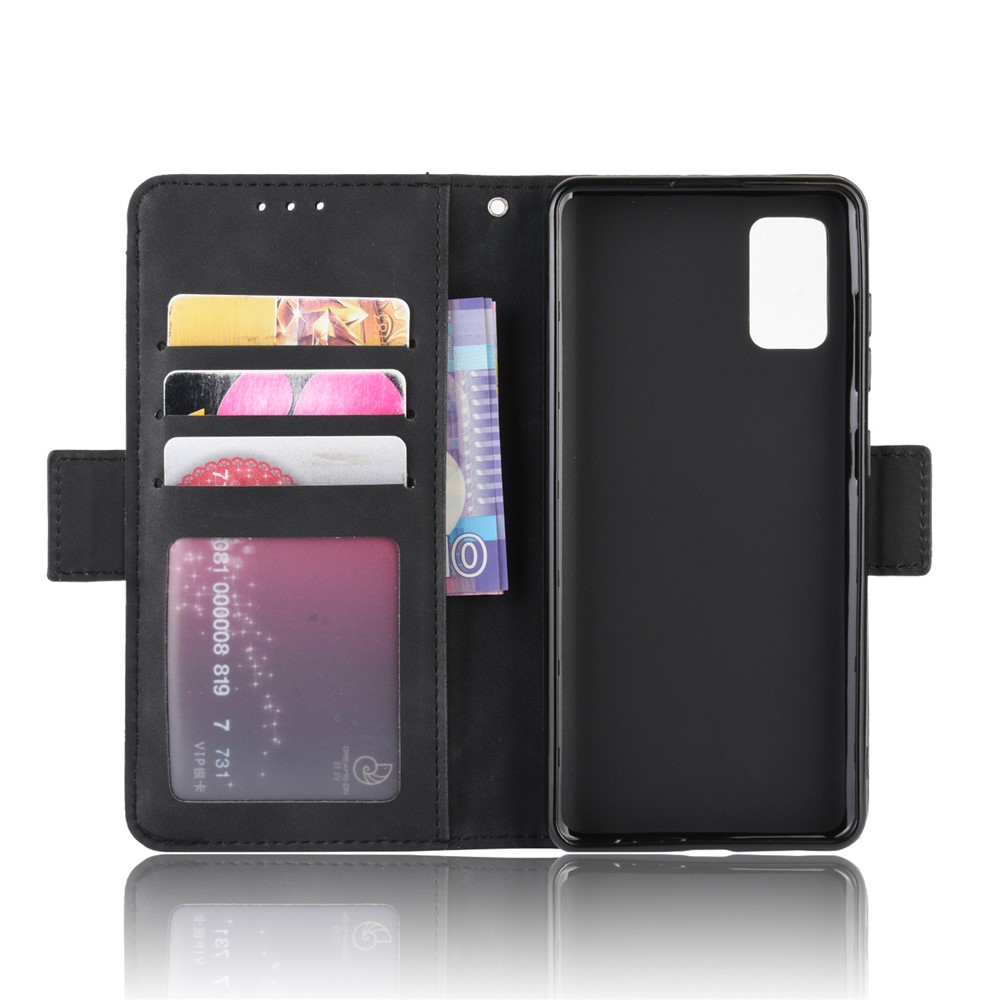 Wallet Stand Flip Leather Phone Cover for Samsung Galaxy A41 - Black-3