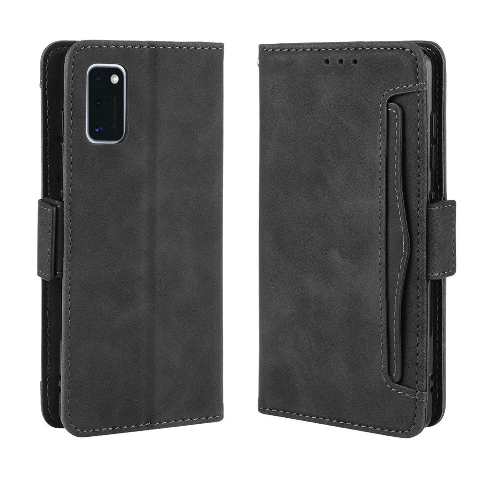 Wallet Stand Flip Leather Phone Cover for Samsung Galaxy A41 - Black-7