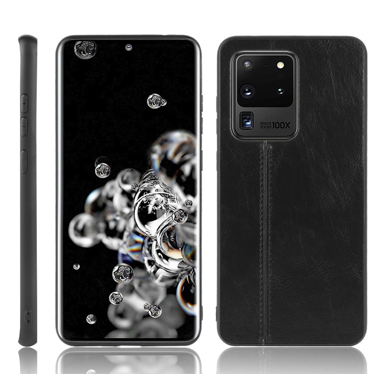 PU Leather Coated PC + TPU Combo Shell Phone Case for Samsung Galaxy S20 Ultra/S20 Ultra 5G - Black-1