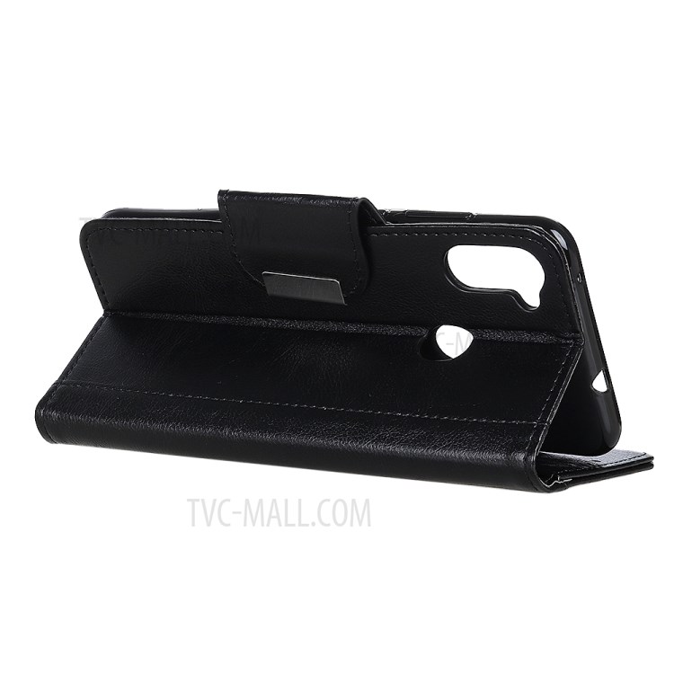 Textured PU Leather Wallet Protective Phone Casing for Motorola Moto G8 Power - Black-11