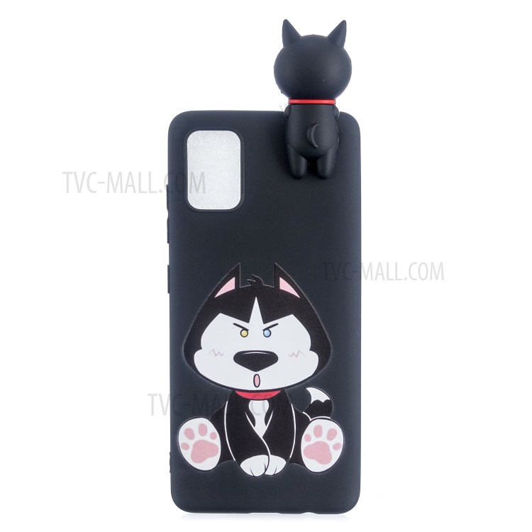 3D Doll Decor Soft TPU Phone Cover for Samsung Galaxy A41 - Black Dog-2