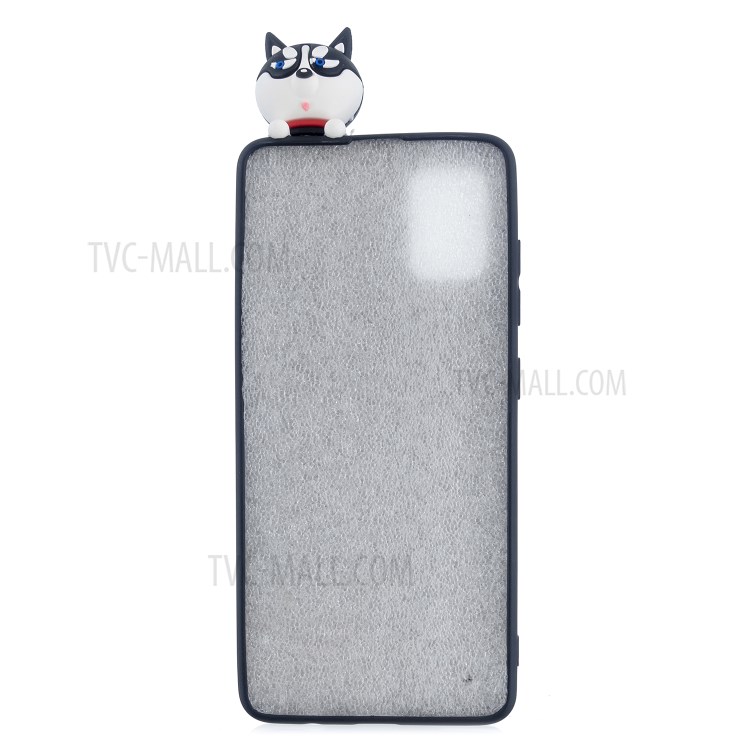 3D Doll Decor Soft TPU Phone Cover for Samsung Galaxy A41 - Black Dog-3