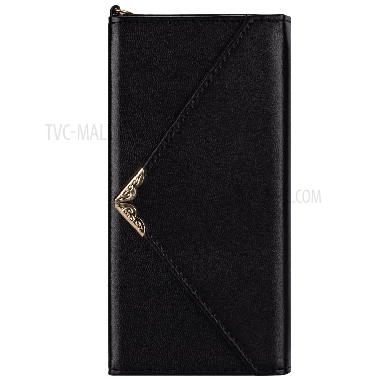 Envelope Style Wallet Leather Cover Phone Case for Samsung Galaxy S20 Plus - Black-2