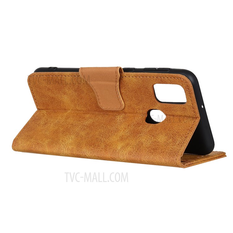 Vintage Style Leather Wallet Stand Case for Samsung Galaxy M31 - Brown-12