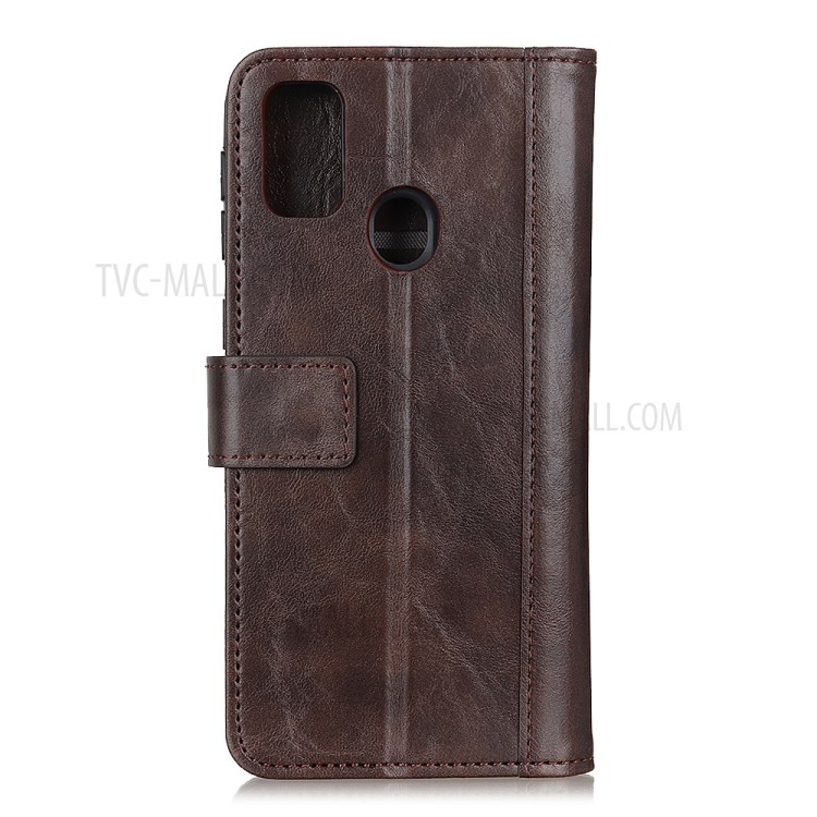Rivet Decorated Leather with Wallet Cell Phone Case for Samsung Galaxy M31 - Brown-5