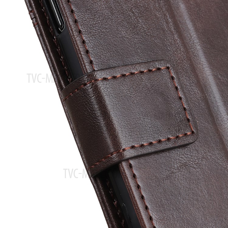 Rivet Decorated Leather with Wallet Cell Phone Case for Samsung Galaxy M31 - Brown-7