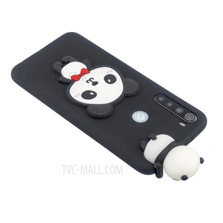 TPU Back Case Cover with 3D Animal Doll Silicone Decor for Samsung Galaxy A21 - Panda/Red-3