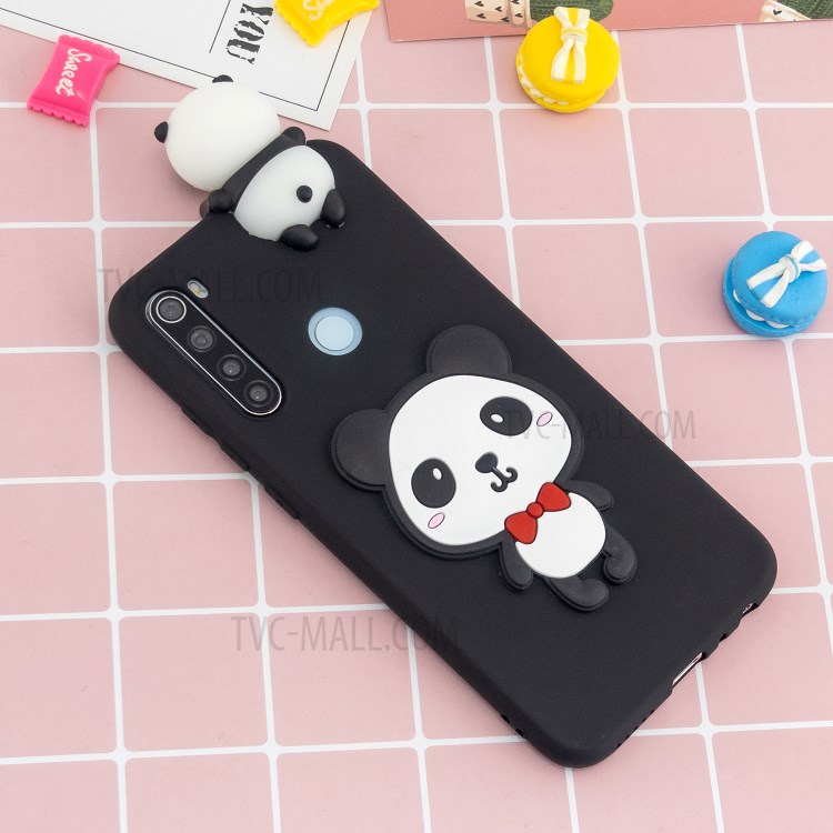 TPU Back Case Cover with 3D Animal Doll Silicone Decor  for Samsung Galaxy A21 - Panda/Red-4