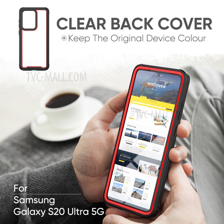 + Acrílico Cáscara De La Cubierta Híbrida De Nuevo Marco Con Estilo TPU Parachoques + PC Para La Galaxia S20 De Ultra - Rojo-5