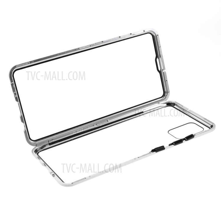 Metal Frame + Tempered Glass Cell Phone Case for Samsung Galaxy A51 - Silver-1
