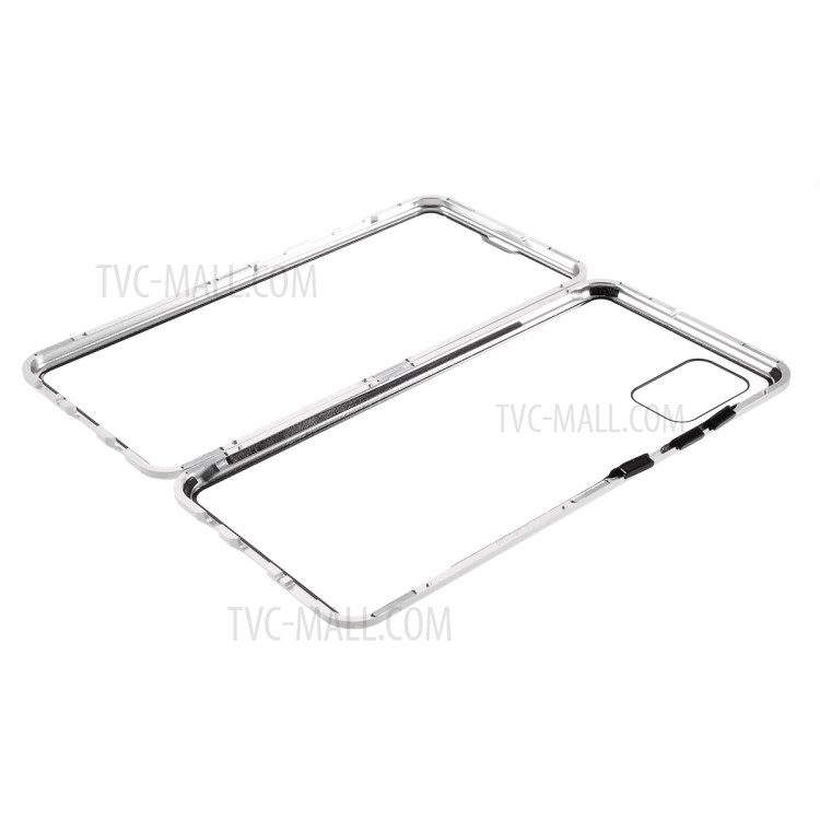 Metal Frame + Tempered Glass Cell Phone Case for Samsung Galaxy A51 - Silver-2