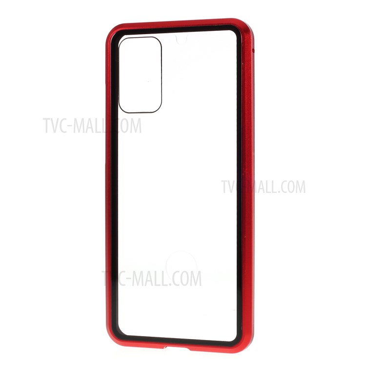 Anti-peep Magnetic Metal Frame + Tempered Glass Shell for Samsung Galaxy S20 Plus - Red-4